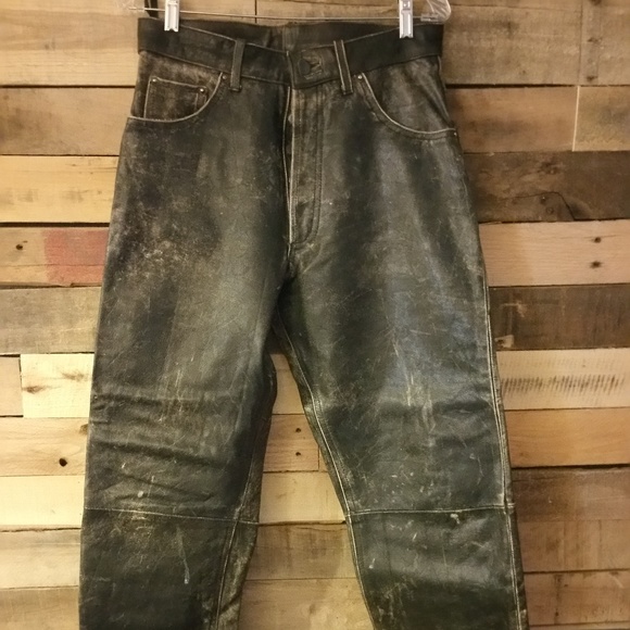 distressed leather pants